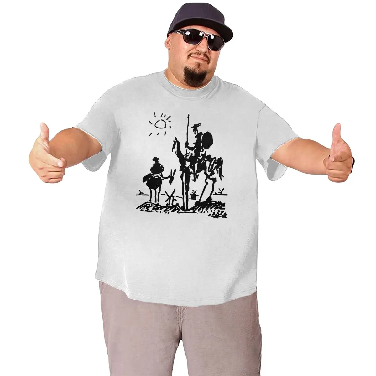 Picasso Art Painting T-Shirts for Men Don Quixote knight Big Tall Tee Shirt Short Sleeve T Shirt Big Size 4XL 5XL 6XL Clothing