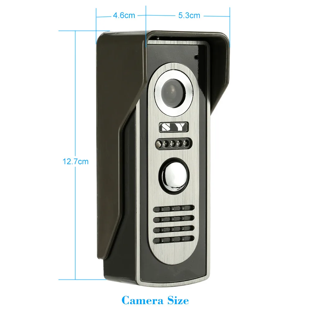 ESCAM 7\'\' TFT LCD Wired Video Door Phone Visual Intercom Doorbell  System Indoor Monitor 700TVL Outdoor Waterproof  IR Camera