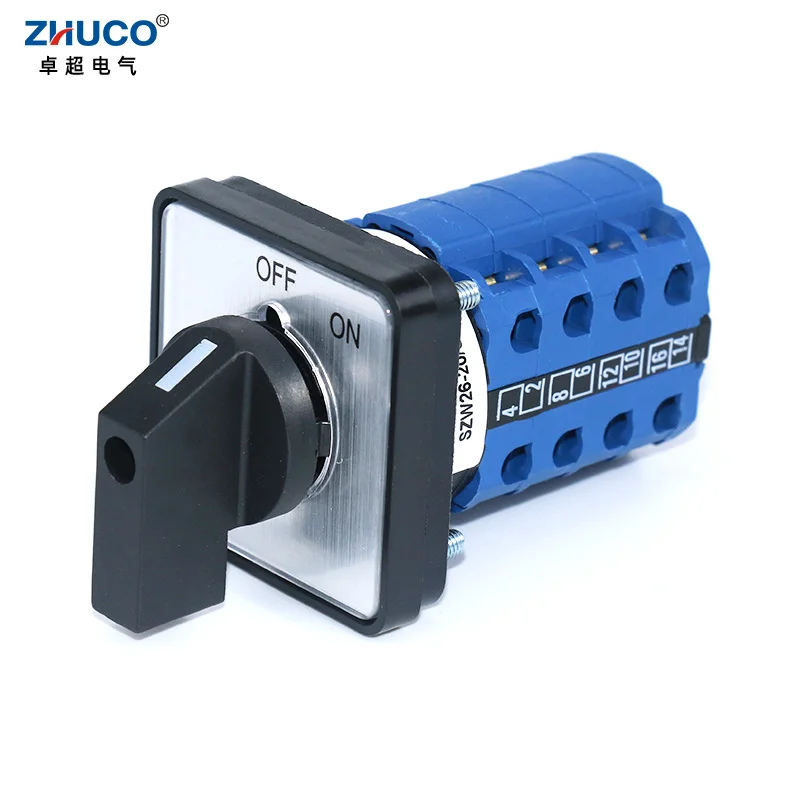 

ZHUCO SZW26/LW26-20 OFF ON 4 Phase 16 Terminals 20A 660V Power Knob Rotary Cam Universal Switch 64X64 Mm 48X48 Mm Panel Mount