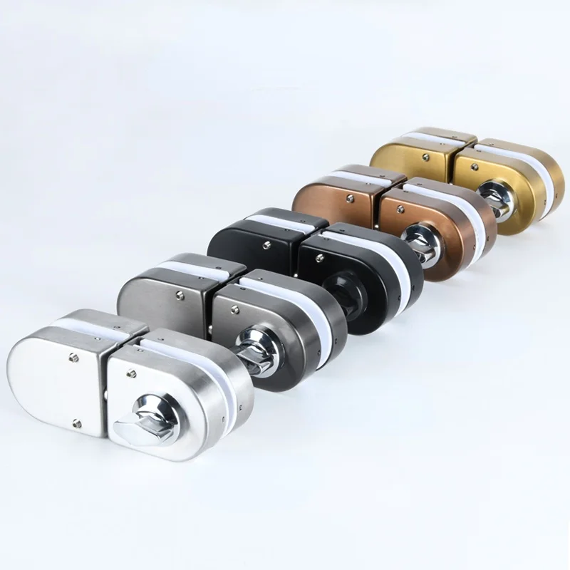 Hole free glass door stainless steel lock office frameless tempered glass lock  sliding door knob latch