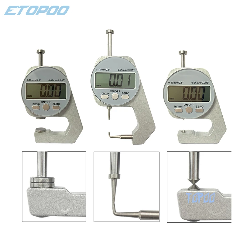 Imagem -06 - Portátil Mini Precisão Digital Medidor de Espessura Medidor Tester Micrômetro Grande Head 012.7 mm Lcd Grande Indicador Dial Eletrônico