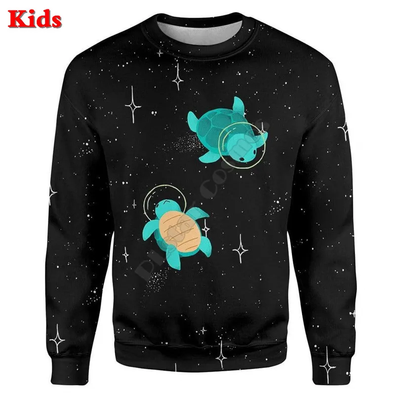 Turtle astronaut Hoodies T-shirt 3D Printed Kids Sweatshirt Jacket T Shirts Boy Girl Funny Cosplay Costumes 03