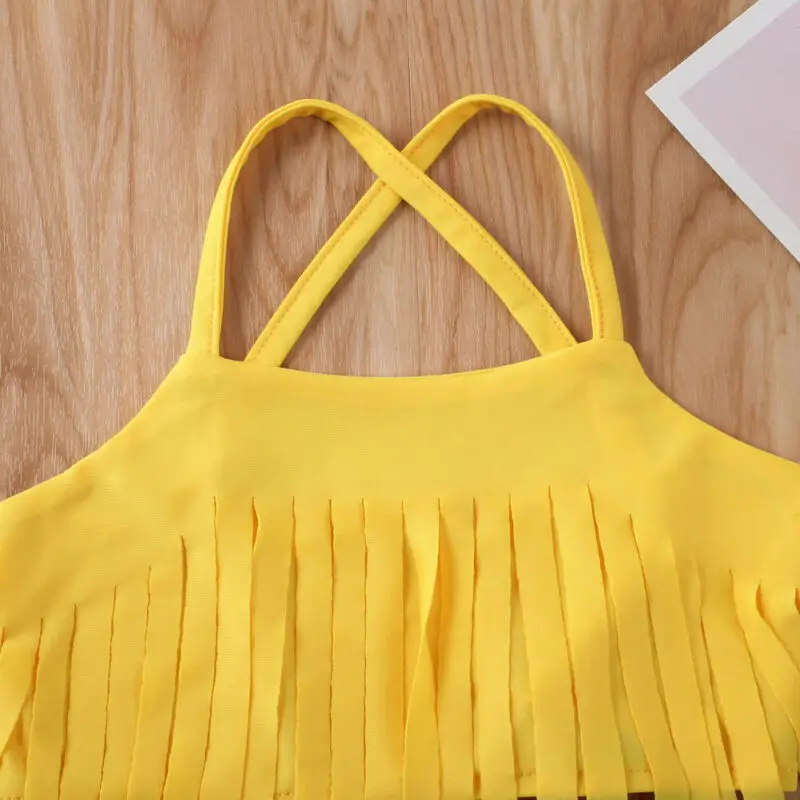 ملابس السباحة القطنية للفتيات الصغيرات ، مجموعة البكيني مع توب بطبعة الموز ، ملابس السباحة العصرية ، 1-5T