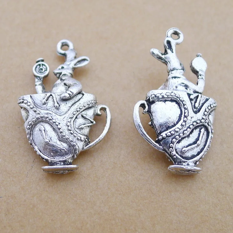 

4 PCS/Lot 18mm*30mm Pendant Antique Silver Color Rabbit Charms For DIY Jewelry Making DIY Keychain