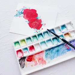 Ceramic Watercolor Palette Large Rectangular Multi-Grid White Porcelain Easy To Clean Painting Tools for Beginner Artists