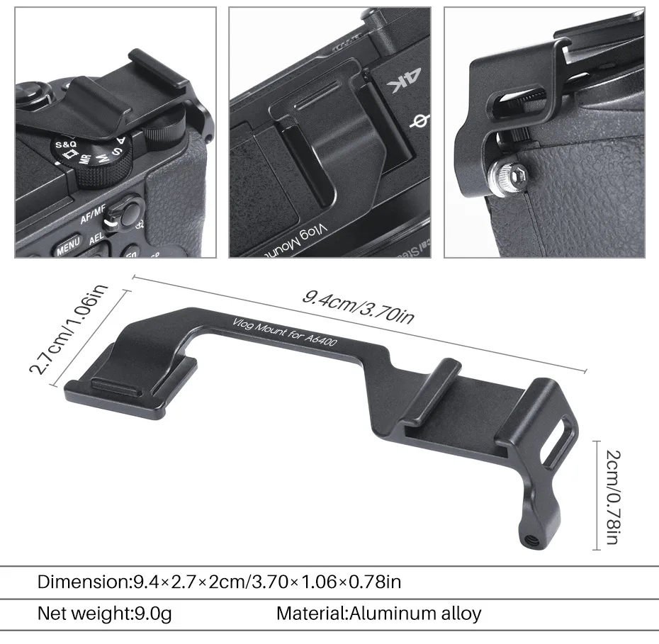 Soporte de expansión para micrófono Sony a6400 / a6300 vlog, adaptador de arranque en caliente a arranque en frío
