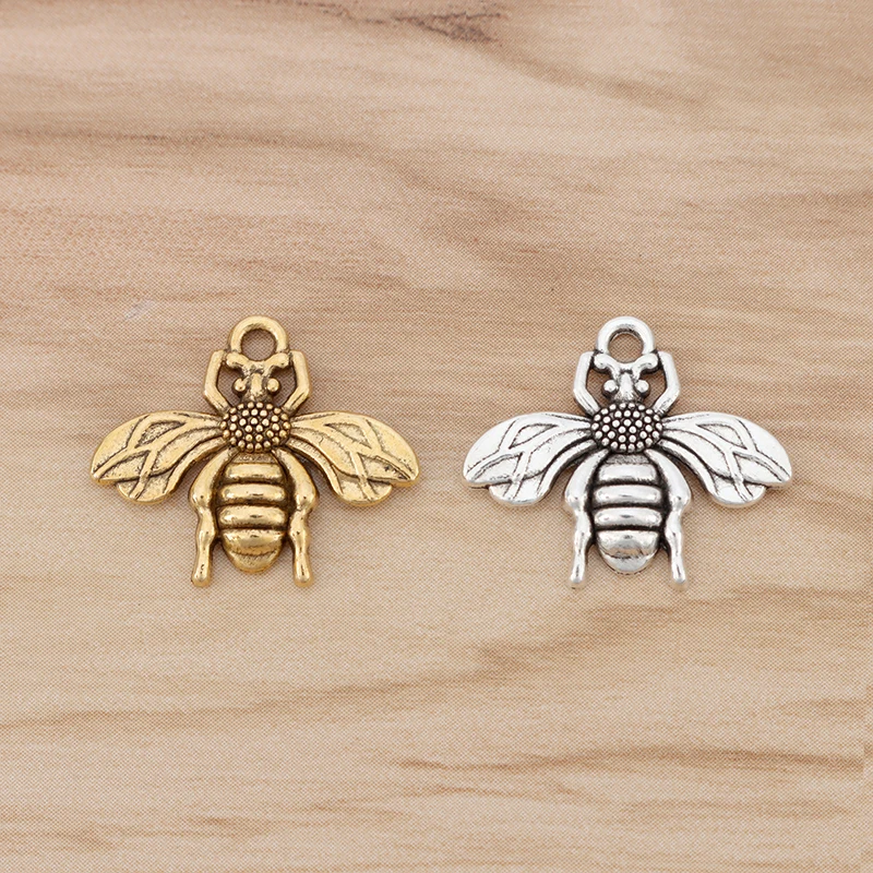 50 sztuk Antique złoty kolor Bumble Bee Honeybee Charms zawieszki koraliki na naszyjnik bransoletka biżuteria Making