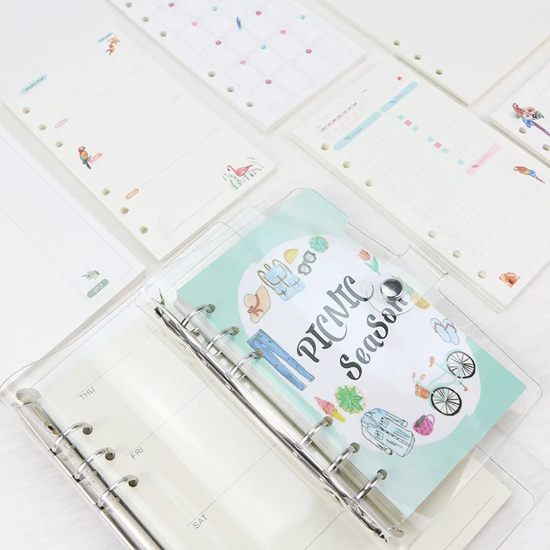 2025 45 Sheets Kawaii A5 A6 Loose Leaf Notebook Paper Refill Spiral Binder Index Inner Pages Monthly Weekly Daily Planner Agenda