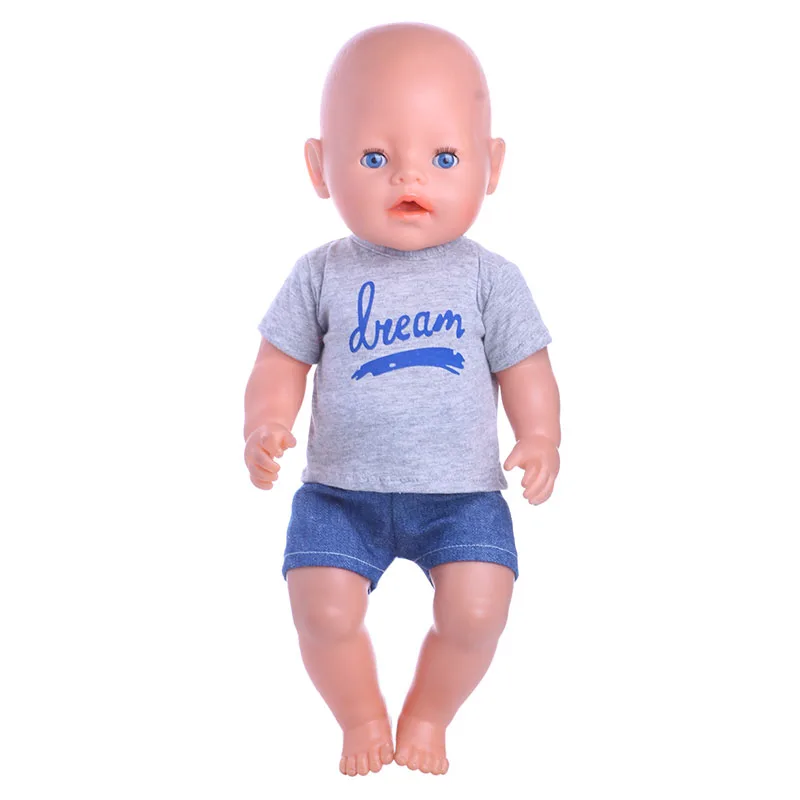 Get Coupons!Doll Accessories Clothes Set=T-shirt + Shorts For 16-18 Inch Girl Doll & 43 cm New Born Baby Doll,Our Generation