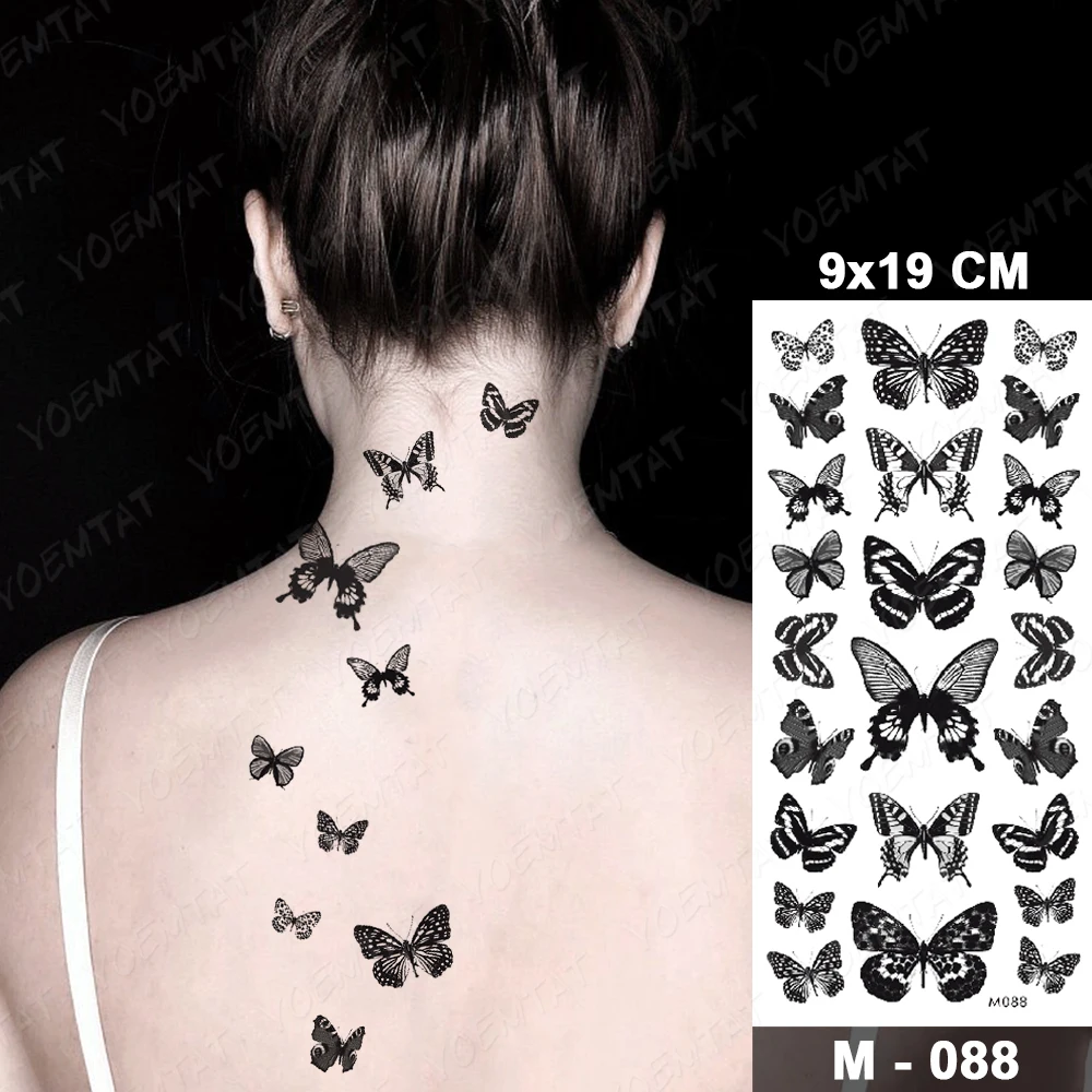 Waterproof Temporary Tattoo Sticker Butterfly Fake Tatto Flash Snake Feather Tatoo Body Art Tatouage For Girl Women Men