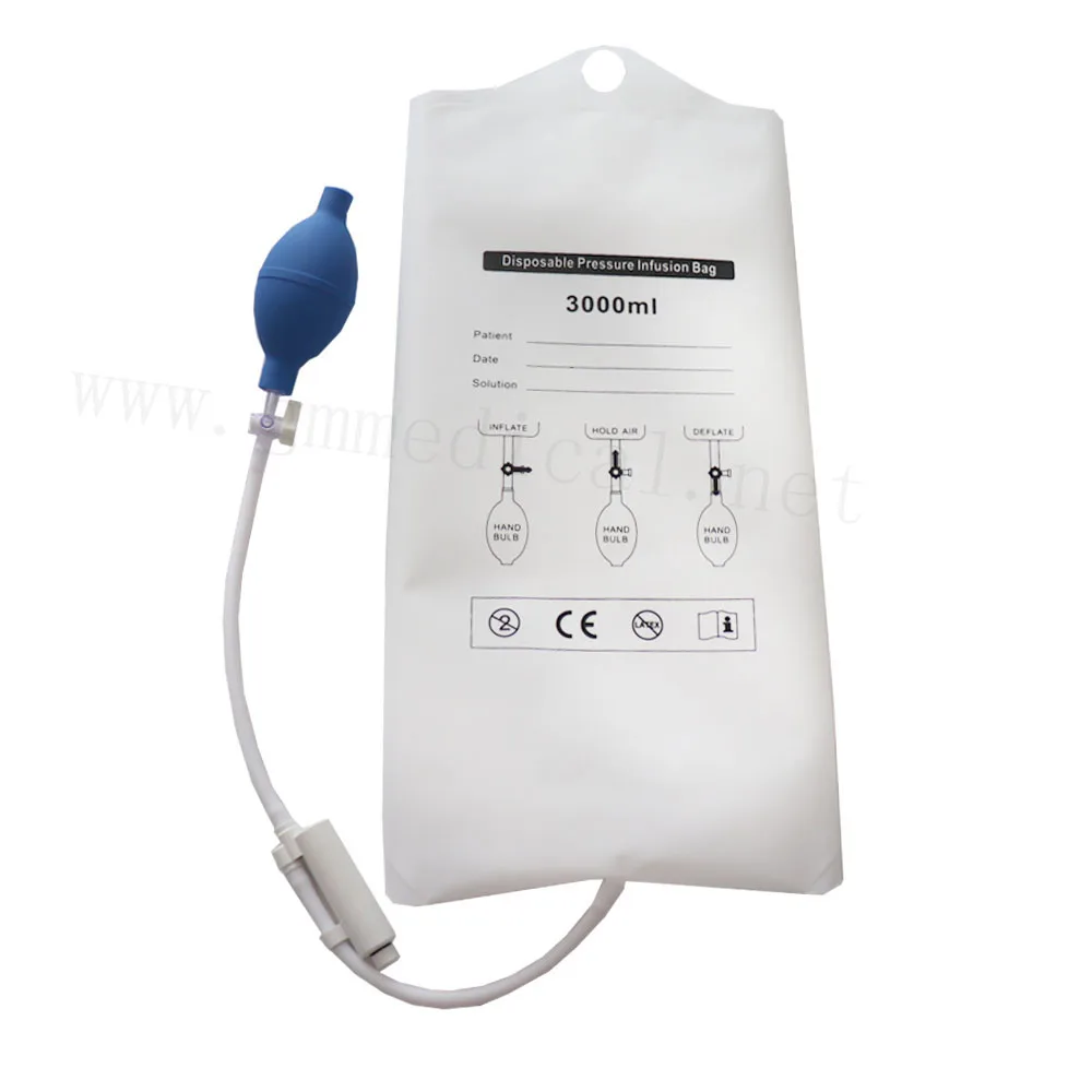 Disposable Infusion Pressure Bag with Pressure Display 3000ml.for Blood and Fluid Quick Infusion.