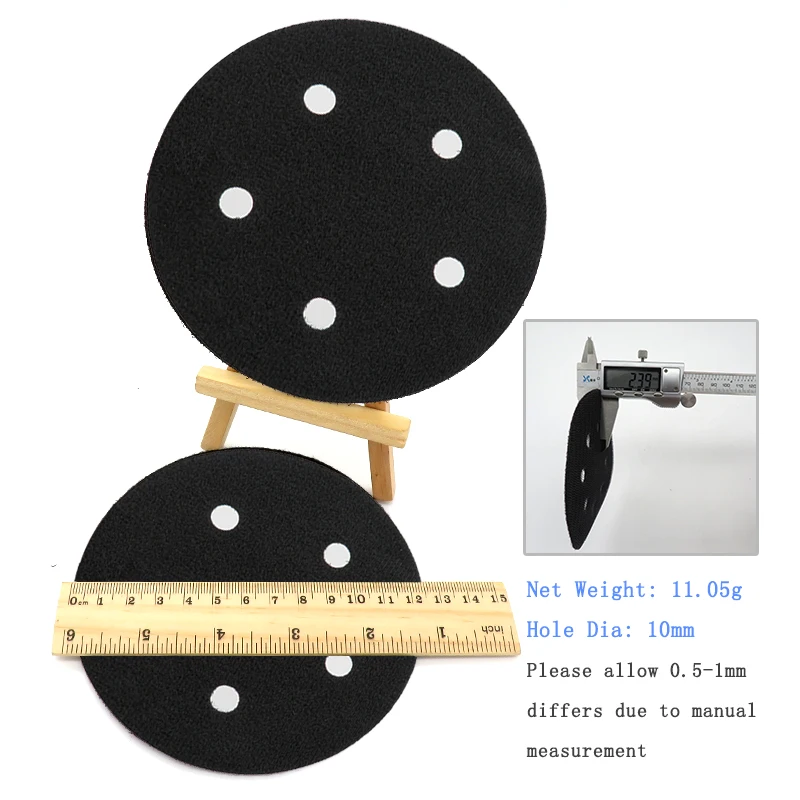 5 Inch 5 Holes 125mm Hook and Loop Sanding Interface Pad 1 Pcs Protection Disc for Abrasive Sander Polishing and Grinding