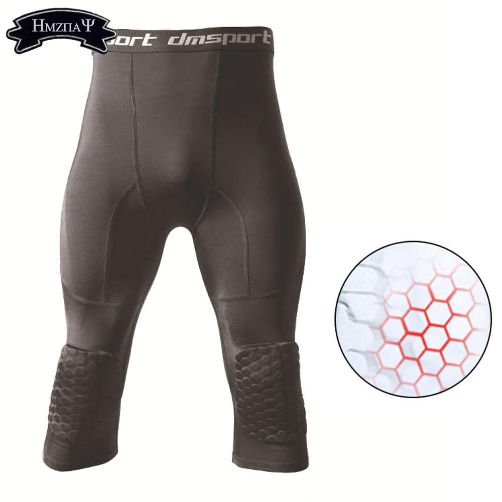 

Men's Sports Cropped Pants Honeycomb Knee Pads Anti-Collision Sports Pants Running Basketball Fitness Training Fitness Leggings