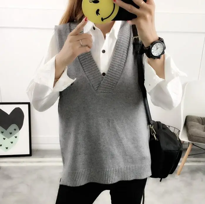 2023 Women Sweater Spring Autumn Wool Vest Sleeveless O-Neck Knitted Vests Long Sections Poullover Vest Female Jumper Pull Femme