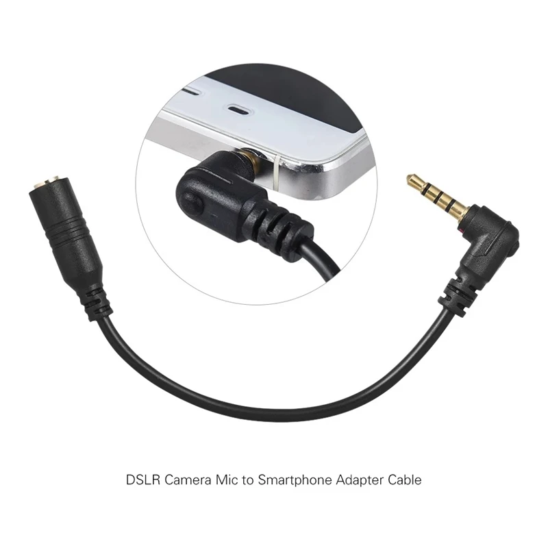 RISE-3.5mm 3 Pole TRS Female to 4 Pole TRRS Male 90 Degree Right Angled Microphone Adapter Cable o Stereo Mic Converter