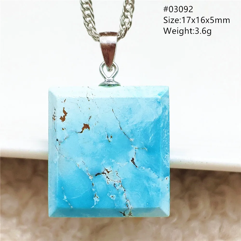 Genuine Natural Blue Turquoise Pendant Necklace Rectangle Rare Women Men Green Turquoise Necklace Oval Shape Jewelry AAAAA