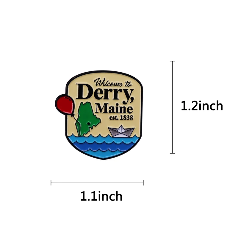 Welcome To Derry Maine Pennywise IT movie sign enamel pin badge