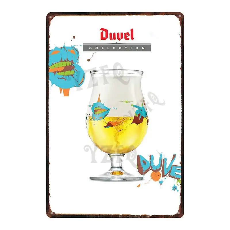 【YZFQ】Belgian Beer  Duvel Tin Metal Signs Plaque Vintage Music Bar Restaurant Home Man Cave  Decor Wall Stickers  DU-7713B