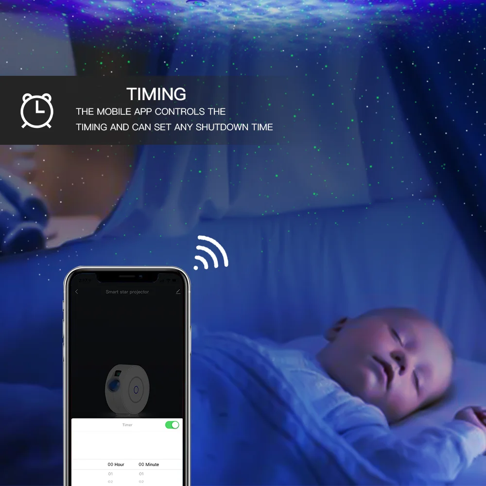 Tuya Smart Star Projector WiFi Laser Starry Sky Projector Waving Night Light Led Colorful APP Wireless Control Alexa Compatible