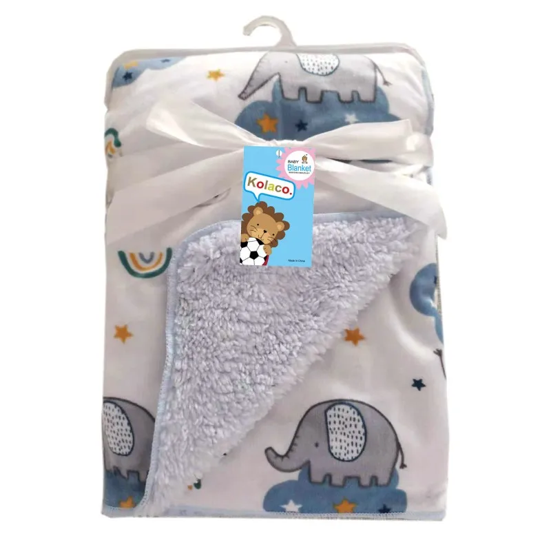 2024 New baby blanket printed and thickened double warm baby blanket short wool blanket 102*76cm