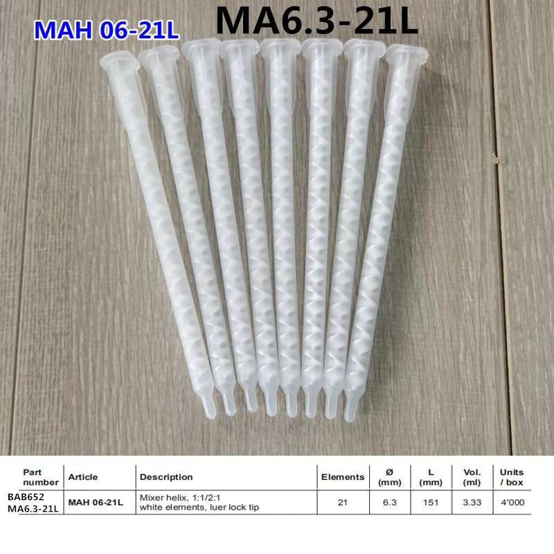 MAH06-21L MA6.3-21L Mixing Nozzles Resin Static Mixer  for Duo Pack Epoxies Mixing Tube Epoxy Mixing Nozzle Resin Adhesive Tool