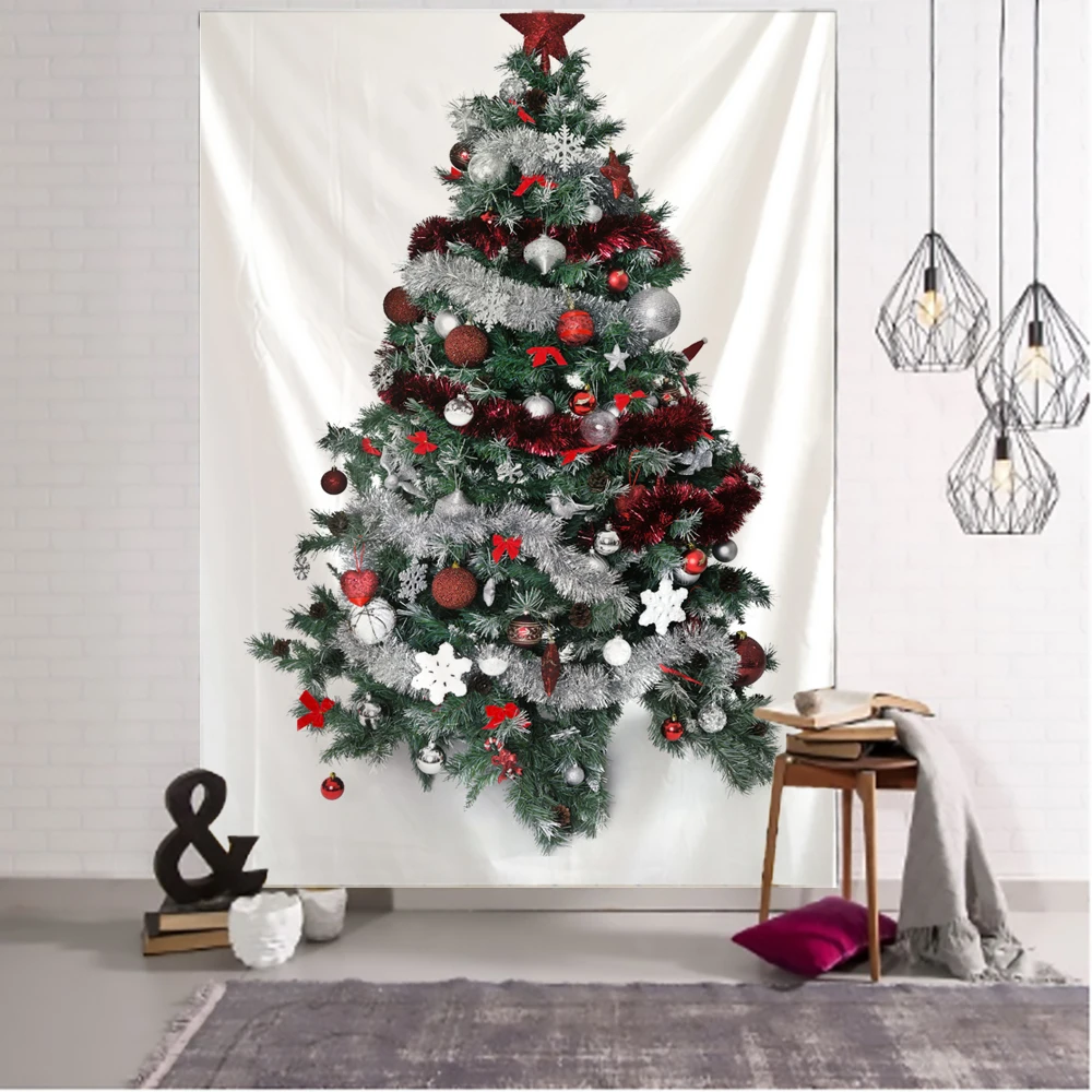 New Year Christmas Tree Tapestry Ornament Wall Hanging Tapestry Carpet Xmas Home Deocr Yoga Pad Bedspread Beach Mat Gift