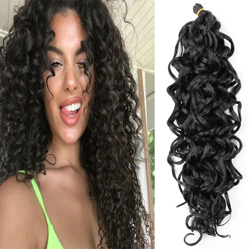 

Full Star 18 Inch Synthetic Hawaii Ocean Wave Crochet Twist Afro Kinky Curly Braids Hair Extension for Women Black African Curl