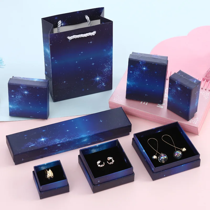 

Free Mutli Size Necklace Packaging Storage Box Starry Sky Dark Blue Fashion Jewelry Box Jewelry Storage Box Bracelet Box Gift