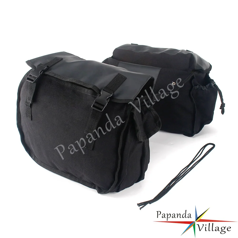 Motorbike Saddlebags Side Tool Pouch Canvas Leather Luggage Storage Bags Saddle Bags For Harley 883 Chopper Cruiser Honda Suzuki