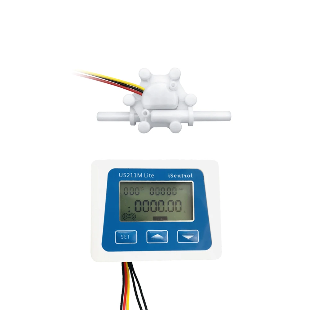 US211M Lite Portable Digital Air Flow Meter & 0.1-0.8L/min USN-HS06PS Air Flow Sensor φ6mm POM Plastic iSentrol Zhongjiang Saier