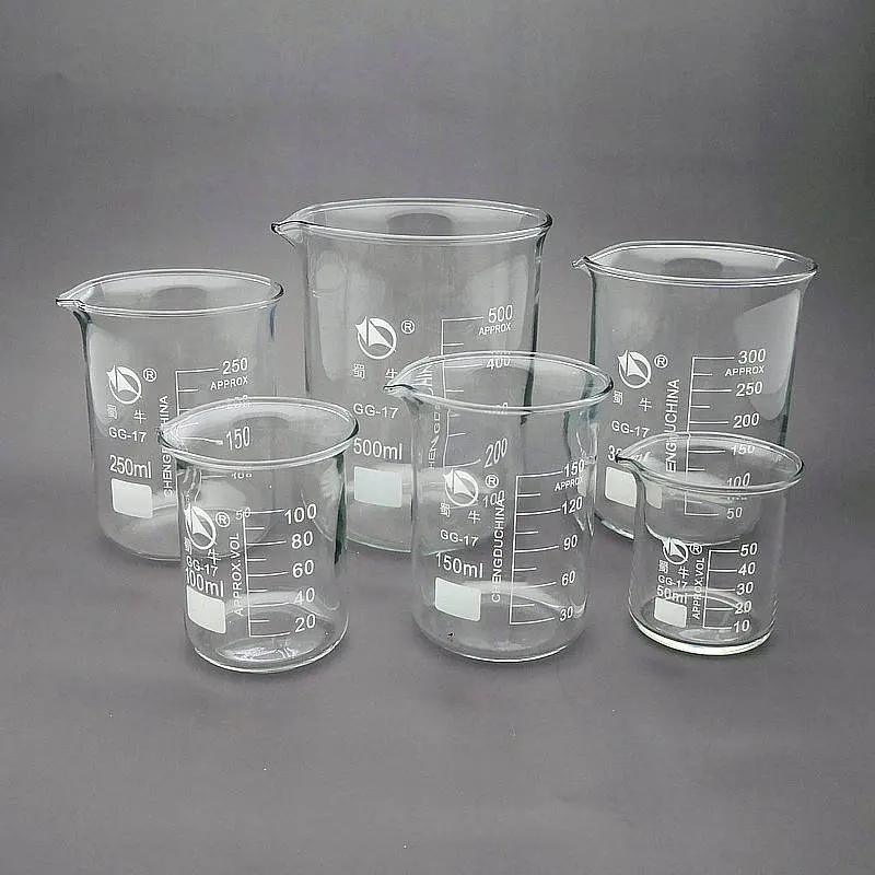 4pcs/lot Lab 25ml To 500ml High Borosilicate Glass Beaker Glass Beakers Measuring Chemistry Laboratory Equipment