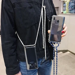 Clear Soft Phone Case Crossbody Cord Lanyards With Rope For Samsung Galaxy A10 A20E A50 A51 A71 A31 A41 A70 S10 20 Note 20 Cover