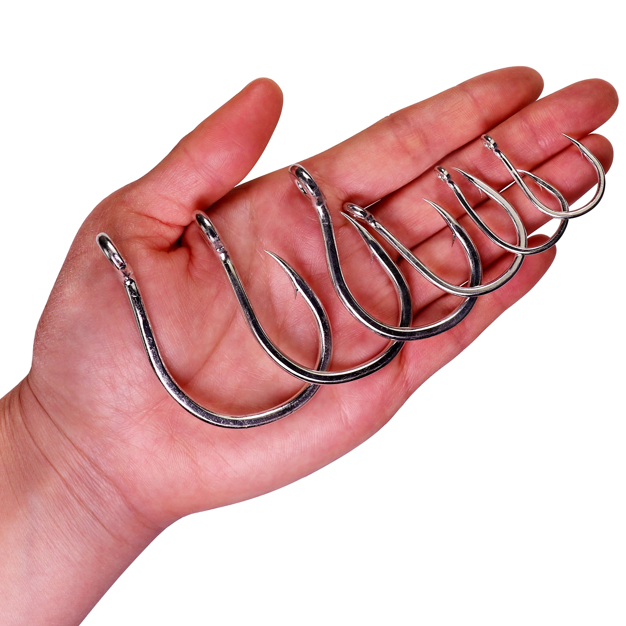 10pcs Circle Fishing Hooks Big Eye High Carbon Steel Hook For Soft Lure Freshwater Fishhooks For Spoon 9986 #4/0 #3/0