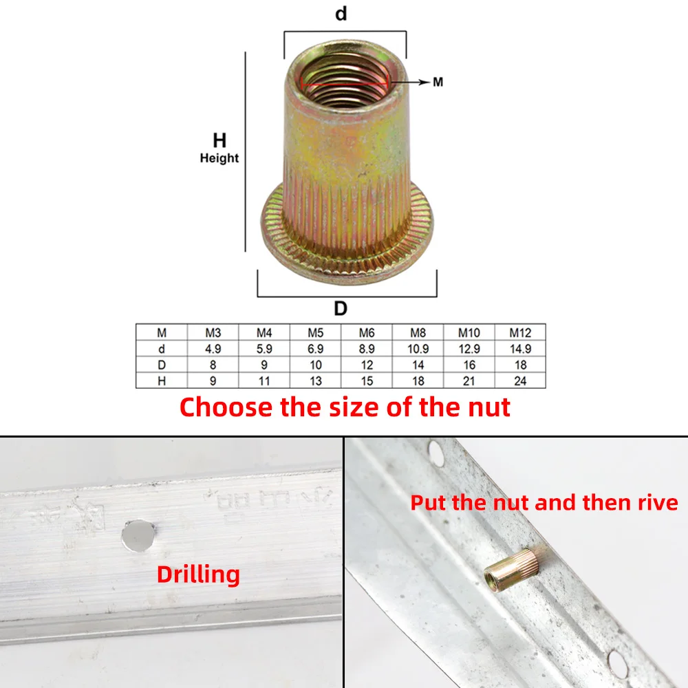 Rivet nut tool Hand Rivet Nut Gun Head Simple Installation Manual Riveter Rivnut Tool Accessory for M3 M4 M5 M6 M8 M10