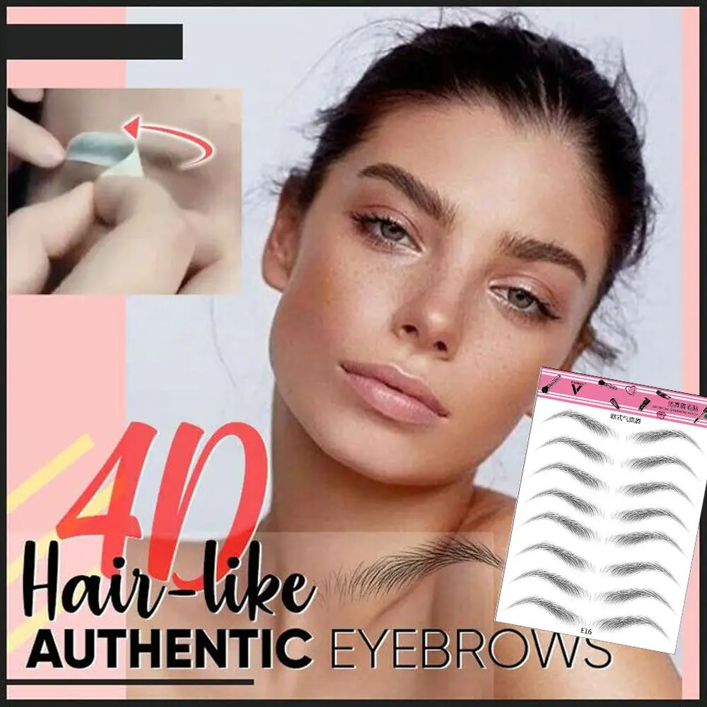 Brow stickers Water-based Lasting Eyebrow  Sticker Authentic False Eyebrows 4D Hair-like Eyebrow