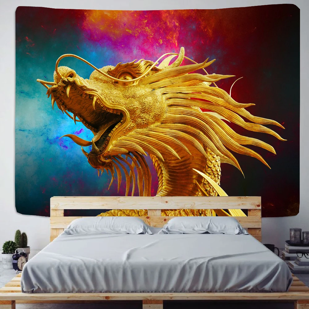 

Dragon Totem Witchcraft Tapestry Psychedelic Tapiz Wall Hanging Dormitory Carpet Bedspread Beach Mat Hippie Home Art Background