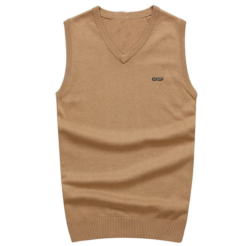 HOT Good quality Mens vest Autumn v-neck sleeveless knitted vest 100% cotton casual pullovers sweaters vest slim mens tops M-3X