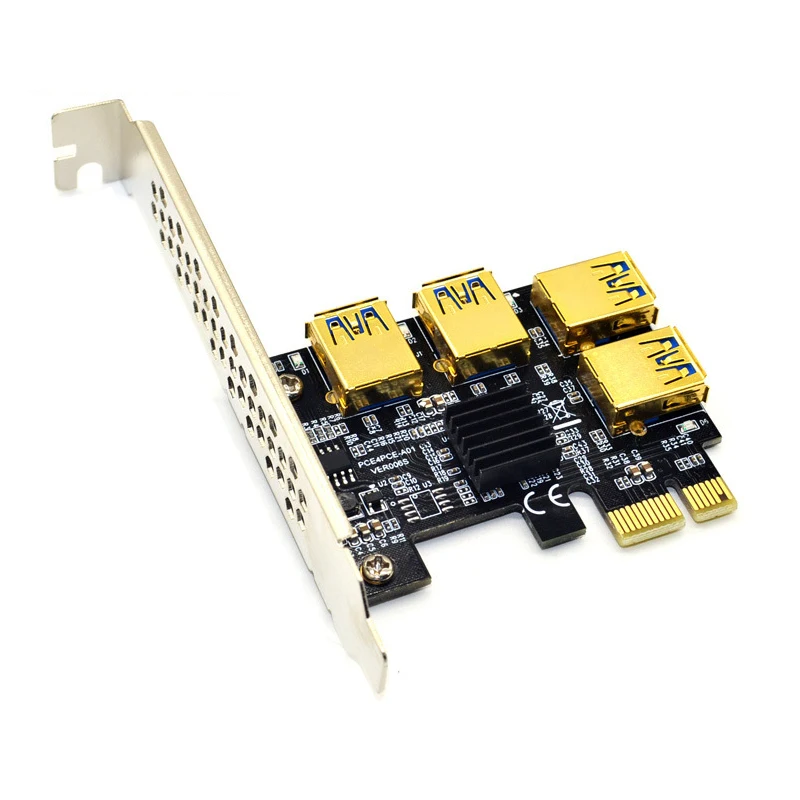 

Riser USB 3,0 PCI-E Express 1x к 16x Riser Card Adapter PCIE 1 к 4 слотам PCIe плата разветвителя для BTC Bitcoin Miner