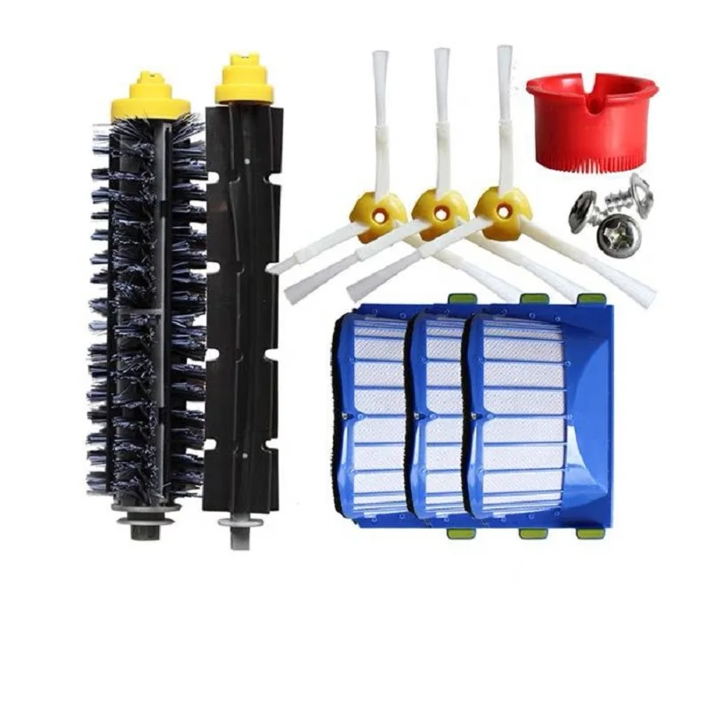 Aerovac Filtro + 3 Arms Spazzola Laterale + Setola e Pennello Frusta Flessibile per iRobot Roomba 620 630 640 650 660