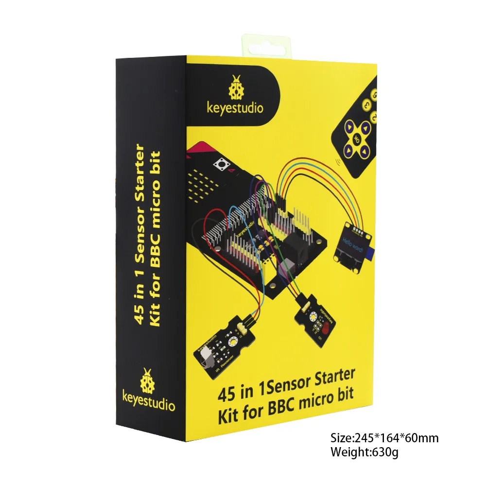 Keyestudio 45-in-1-Sensor-Starter-Kit, elektronisches DIY-Kit für BBC Micro:bit V2 + 45 Projekte mit Geschenkbox