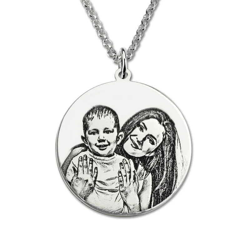 UONNEY Dropshipping Customized Photo Engraved Charms Pendant Dainty Unique Family Picture Necklace Woman Jewelry Birthday Gift