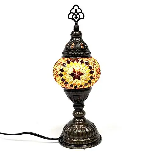 LaModaHome Turkish Mosaic Table Lamp - 4''x11.5 - MB1 - Amber