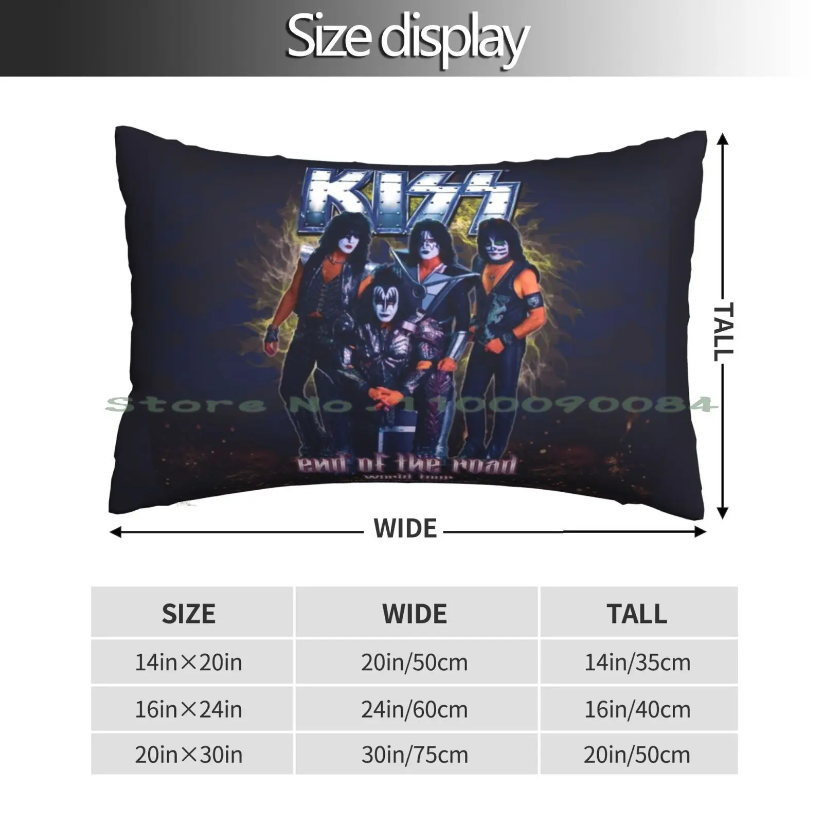 Kiss Band-End Of The Road World Tour Pillow Case 20x30 50*75 Sofa Bedroom Recaro Fox 501auto Racing Long Rectangle Pillowcover