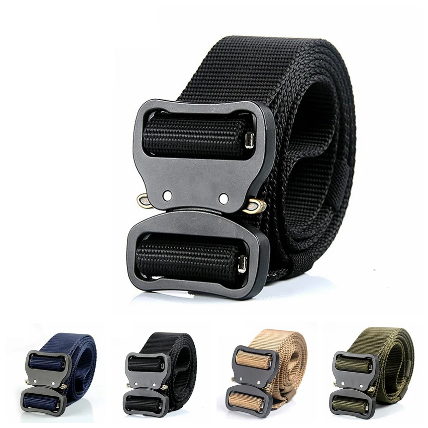 Men Tactical Belt Nylon Alloy Fashion Metal Quick Release Buckle Elastic Man Training Battle Waist Belt Without Sewing