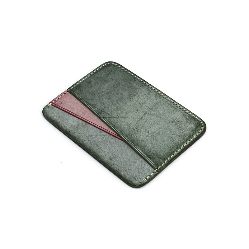 Slim Credit Card Bag Genuine Leather Luxury Handmade Vintage Fog Mini ID Bus Card Slots Purses Cowhide Simple Small Wallets