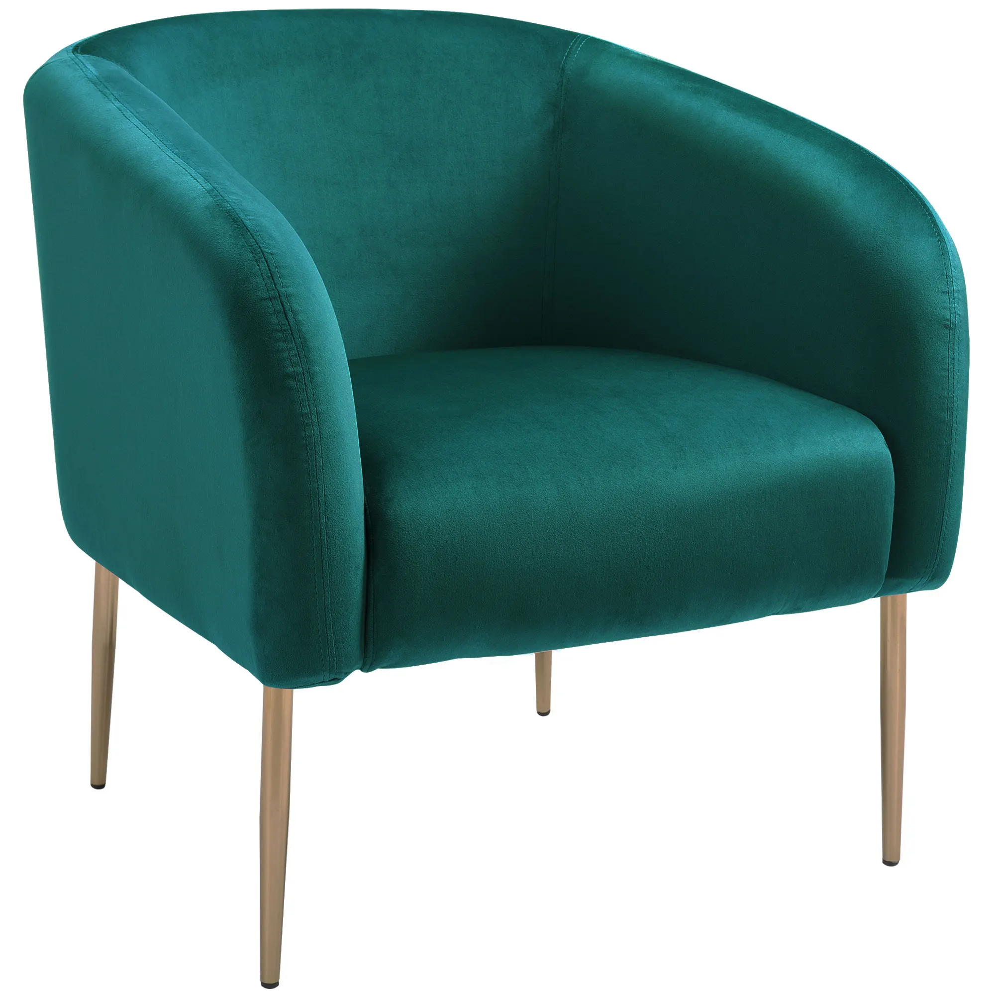 HOMCOM Modern Velvet Chair Dining Chair with Metal Legs for Bedroom Living Room 75x74x76 cm Green