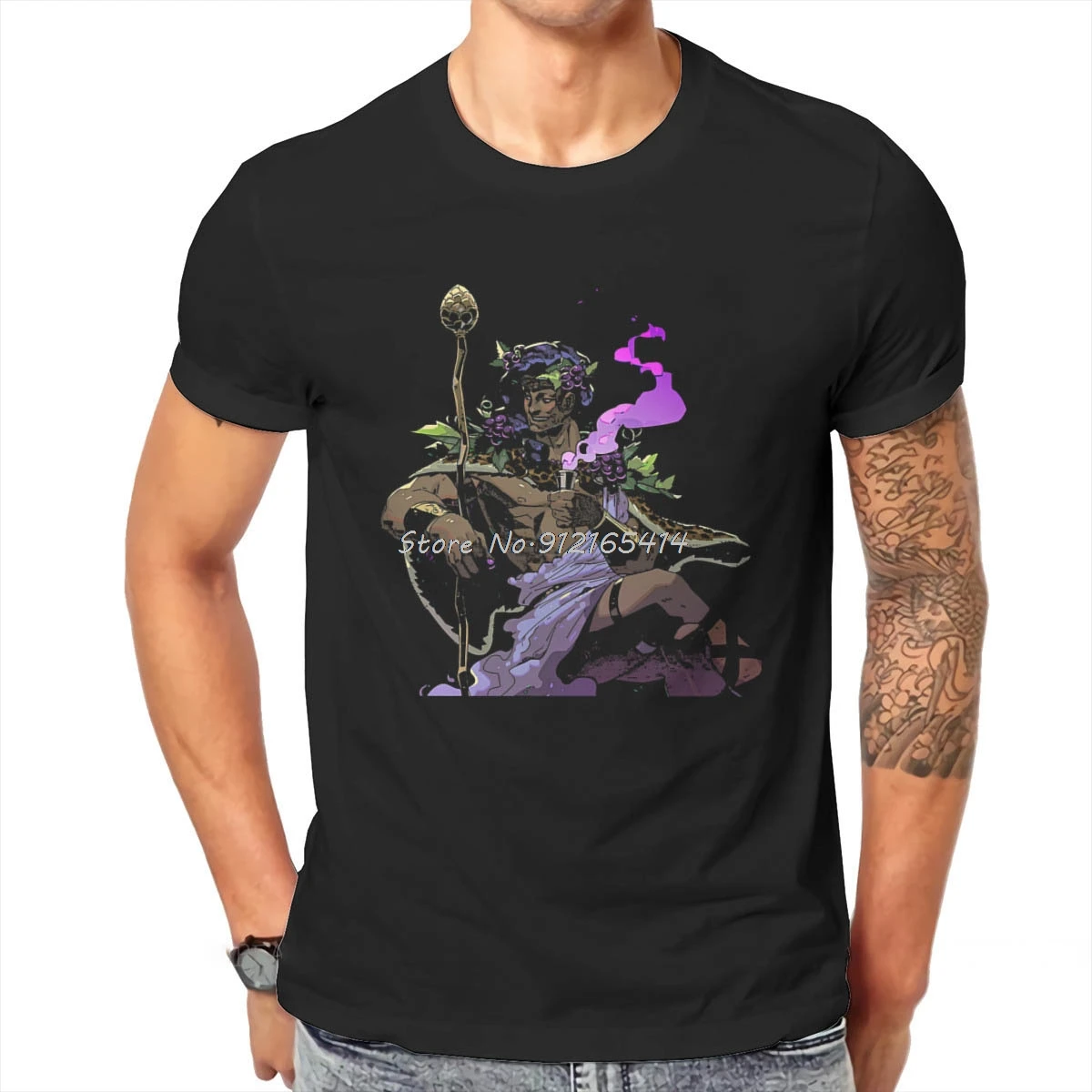 Hades Dionysus Tshirt Classic Graphic Men's Streetwear Tops Loose Cotton O-Neck T Shirt