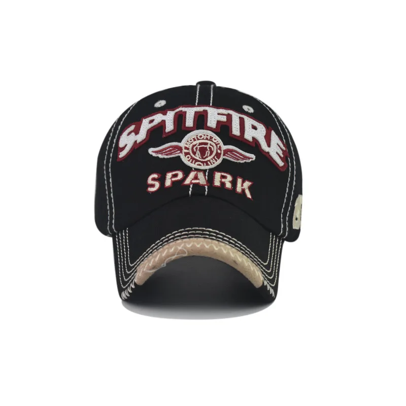 Gorra de béisbol para hombre y mujer, gorro de béisbol con bordado de letras, Snapback, pesca, Chispa, denim lavado, camionero, deportes al aire