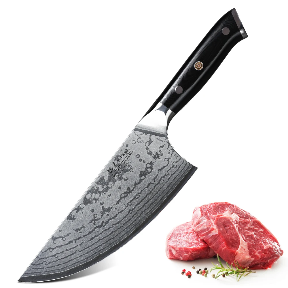 

Turwho-butcher knife, 7 inch, dam-10, Damascus steel, Chinese kitchen knives, meat, fish, vegetables, Cleaver, chopping blade