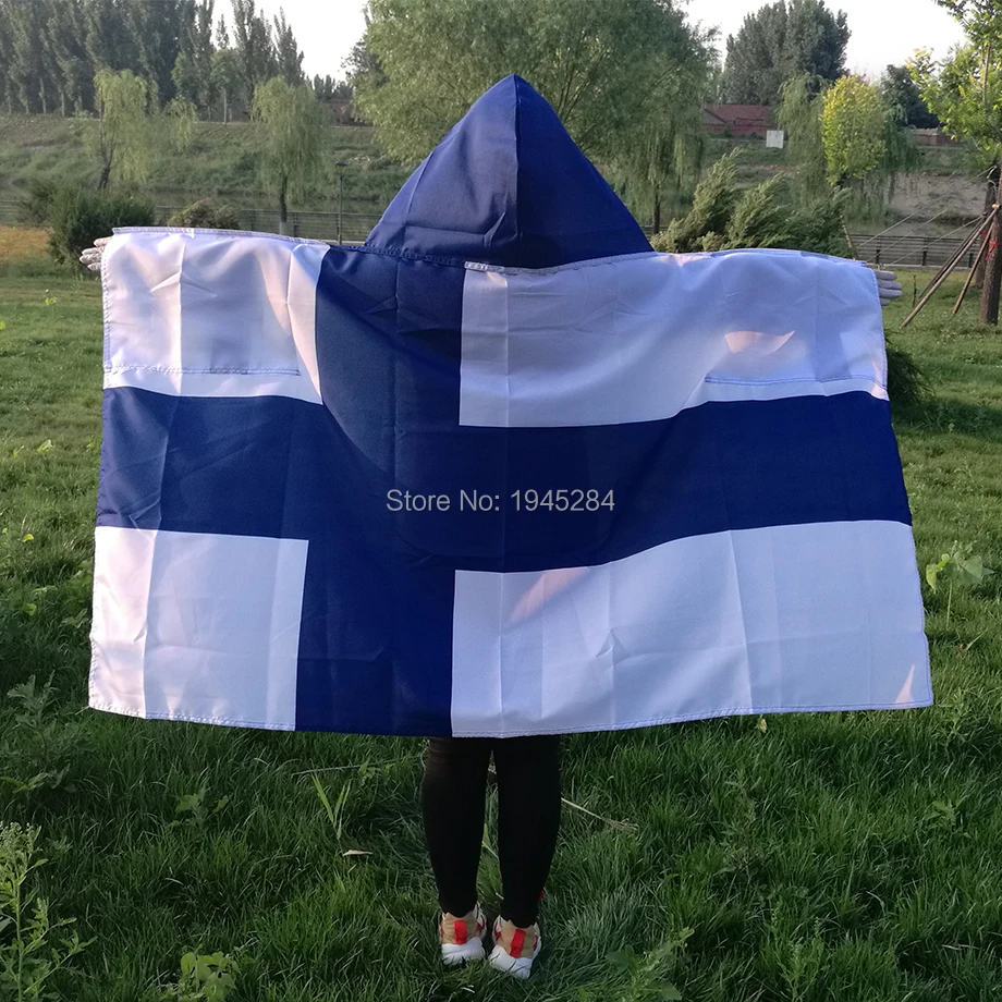 Finland Flag Cape Body Flag Banner 3x5ft Polyester World Country Flag Cape Sports Fans Body Flag